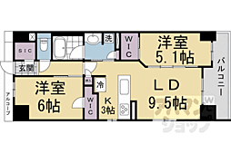 ファインレジデンス京都五条通 2LDKの間取図画像