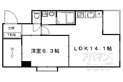 パレ・朱雀門 1LDKの間取図画像