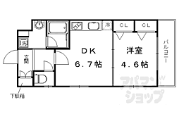 ベラジオ京都壬生ウエストゲート 1DKの間取図画像