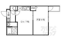 フォルトゥーナ中堂寺 1DKの間取図画像