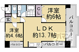 ルミエール御池 2LDKの間取図画像