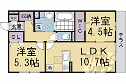 京都市中京区西ノ京西月光町アパート 2LDKの間取図画像