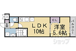 ソリティア梅小路 1LDKの間取図画像