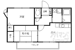 プラセオA棟 2DKの間取図画像