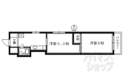 ヴィラエスポワール2 2Kの間取図画像