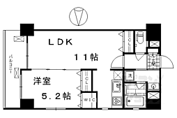ルーエ五条堀川 1LDKの間取図画像