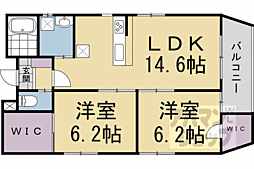 京都市下京区上五条町マンション 2LDKの間取図画像
