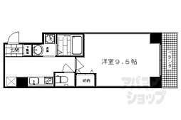 PAL西円町 1Kの間取図画像