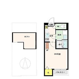 JR仙山線 国見駅 徒歩1分の賃貸アパート 2階1Kの間取り