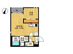 JR仙山線 東照宮駅 徒歩5分の賃貸アパート 1階1LDKの間取り