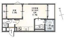 JR仙山線 東照宮駅 徒歩12分の賃貸アパート 2階1LDKの間取り