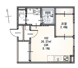 仙台市地下鉄東西線 薬師堂駅 徒歩10分の賃貸アパート 2階1LDKの間取り