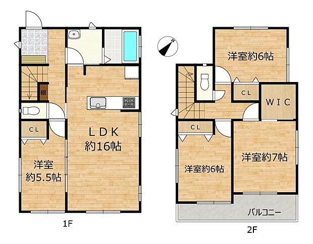 4LDKの2階建てです。各部屋窓が二面以上あるので明るく、風通しのよい住宅です。