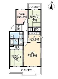 URグリーンタウン槇島 2階3LDKの間取り