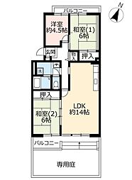 URグリーンタウン槇島 1階3LDKの間取り