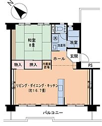 UR都市機構洛西新林北団地4棟 1LDKの間取図画像