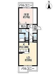 URアミティ光台 3階1LDKの間取り