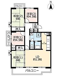 UR高の原駅西第2 3階4LDKの間取り