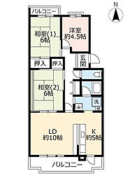 UR高の原駅西 5階3LDKの間取り
