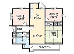 UR平城右京 4階3LDKの間取り