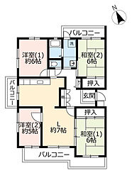 UR都市機構奈良青山一丁目団地5棟 4LDKの間取図画像