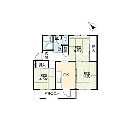 UR都市機構西大和片岡台団地3号 3DKの間取図画像