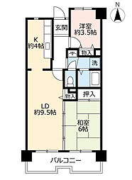 エルト桜井1号館 2LDKの間取図画像