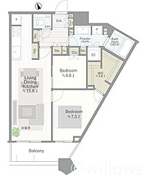 勝どきザ・タワー 2LDKの間取図画像