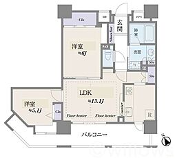 ヴィルヌーブタワー駒沢 2LDKの間取図画像