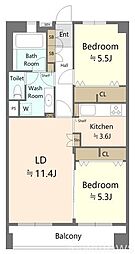 市ヶ谷見附ハイム 2LDKの間取図画像