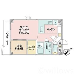 ルイマーブル乃木坂 1LDKの間取図画像