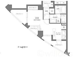 クオリア目黒大橋ウエスト ワンルームの間取図画像
