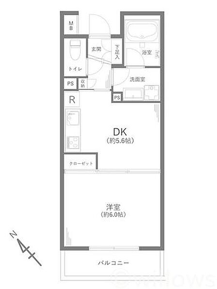 間取り図:1DK 専有面積28.79平米、バルコニー面積3.96平米