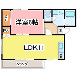メゾンT 1階1LDKの間取り