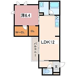 Villa CREST 301 3階1LDKの間取り