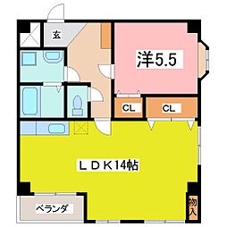 レイユール門前 1LDKの間取図画像