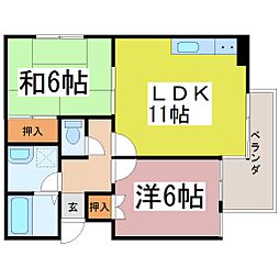 サンテラスエイト 2LDKの間取図画像