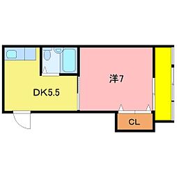 エレガンテ中央 1DKの間取図画像