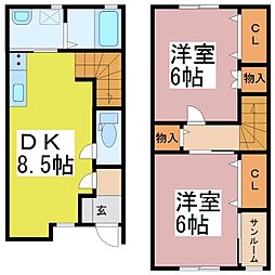 MDハウス上北野2 2DKの間取図画像