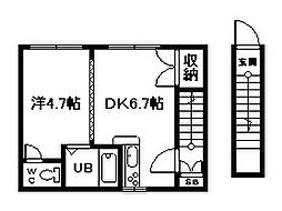 フラワーマンション 1DKの間取図画像
