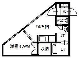 イーストリッチ65 1DKの間取図画像