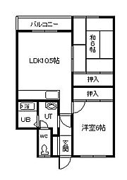 壱番館A 2LDKの間取図画像
