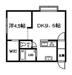 カムオン・シティー東光 1DKの間取図画像