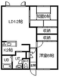 パーク東光 2LDKの間取図画像