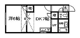 リーフ東光 1DKの間取図画像