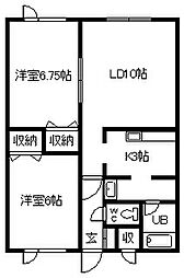 グレース大森2 2LDKの間取図画像