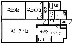 ハーモニー豊岡 2LDKの間取図画像