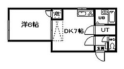 リーフ東光 1DKの間取図画像