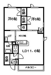 サイレンスコート2 2LDKの間取図画像
