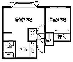 オークランド2 1LDKの間取図画像